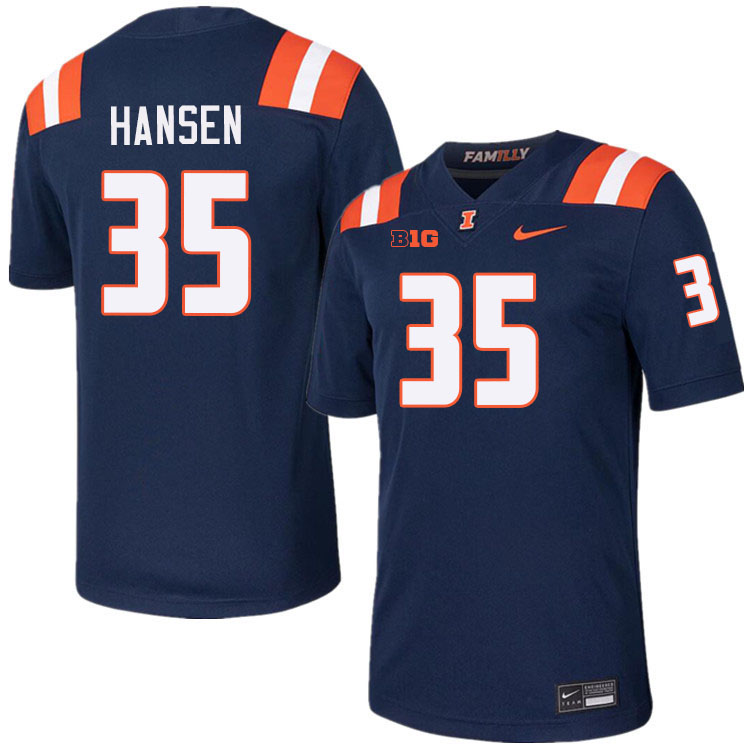 #35 Jake Hansen Illinois Fighting Illini Football Jersey,Uniforms-Navy